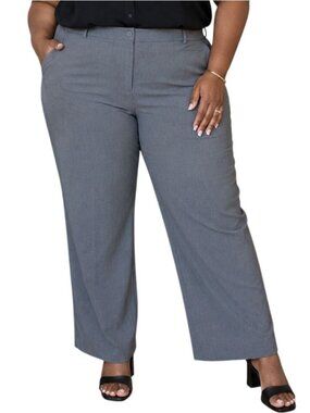 George Think Slim Plus Size 24W Trousers Gray Average Fit Dress Pants